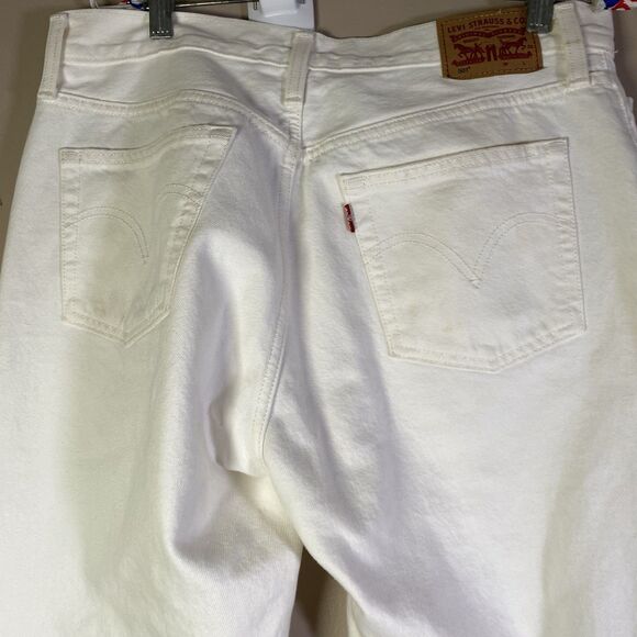 Levis 501 Distressed White High-Rise Jeans Size W30 L30 Vintage Inspired - Picture 12 of 16